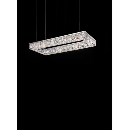 Zdjęcie Wyjątkowy prostokątny żyrandol VE 760 z metalową ramą i kryształami