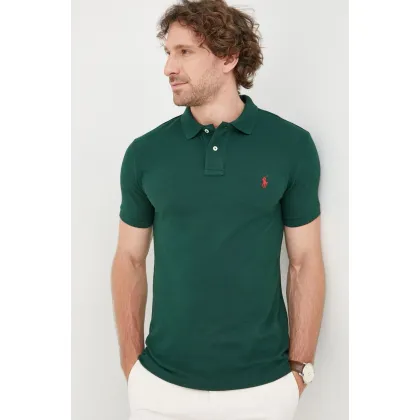Zdjęcie Polo Ralph Lauren polo bawełniane 710795080018 kolor zielony gładki