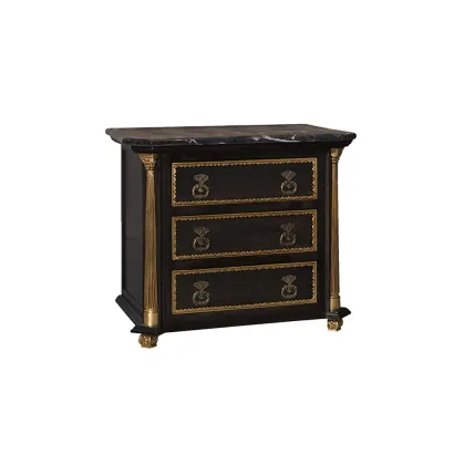 Zdjęcie Heban, złoto i czarny marmur - klasyczny stolik nocny SILVIA - Collecion Alexandra