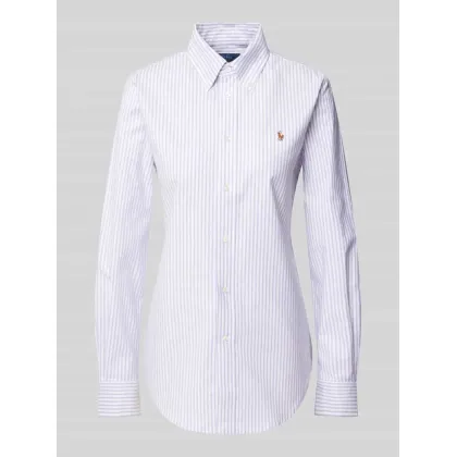 Zdjęcie Bluzka koszulowa o kroju slim fit z wyhaftowanym logo