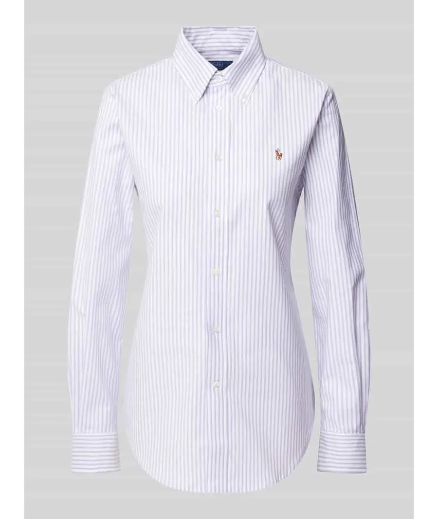 obrazek 1 Bluzka koszulowa o kroju slim fit z wyhaftowanym logo
