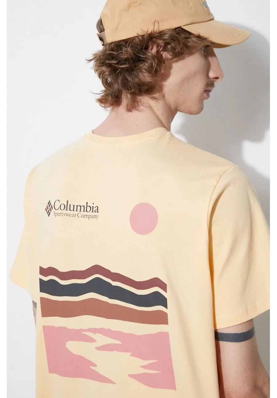 obrazek 1 Columbia t-shirt bawełniany Explorers Canyon kolor żółty wzorzysty 2036451