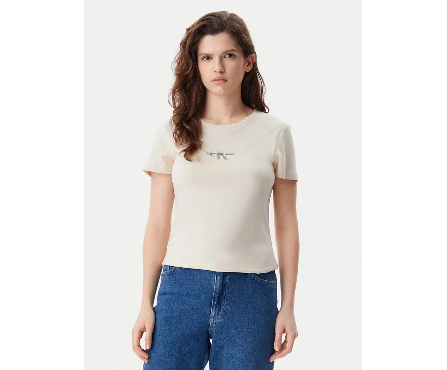 obrazek 1 Calvin Klein Jeans T-Shirt Gradient Monologo J20J225252 Beżowy Slim Fit