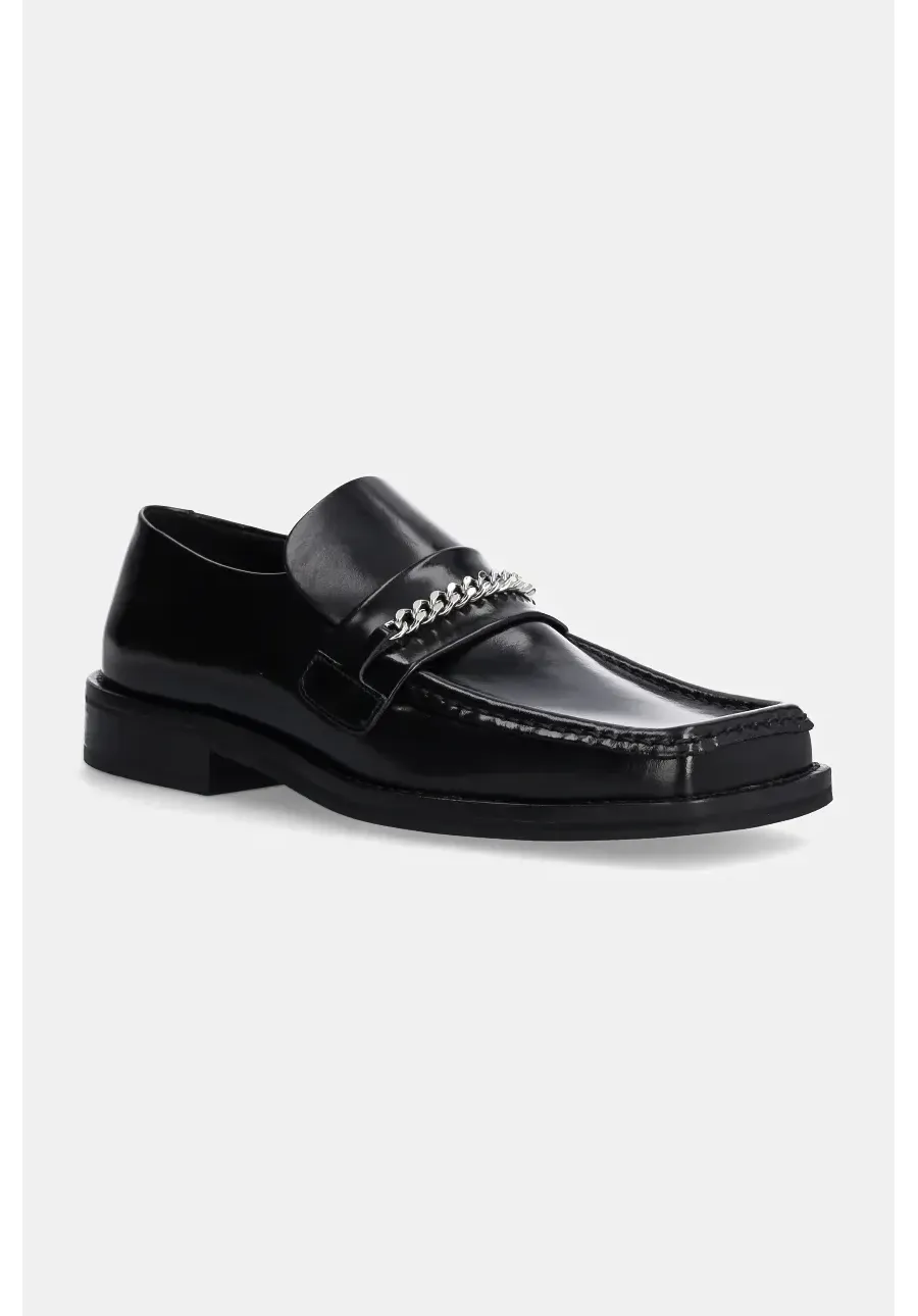 obrazek 1 Martine Rose mokasyny skórzane Square Toe Loafer damskie kolor czarny na płaskim obcasie 1026LP11001W