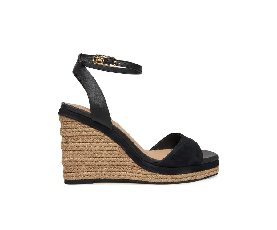 obrazek 1 Tommy Hilfiger Espadryle Leather & Suede High Wedge Espad FW0FW08803 Czarny