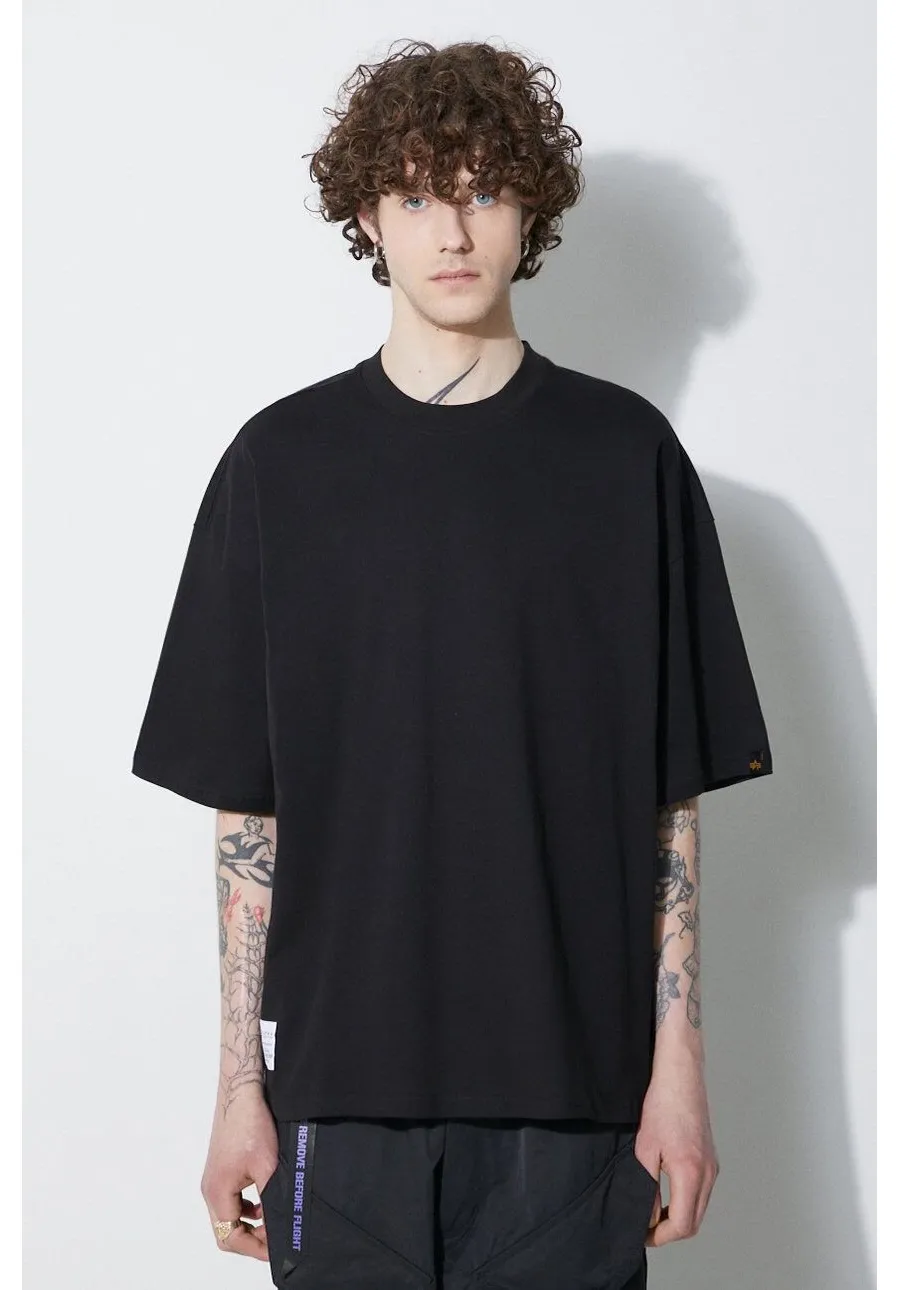 obrazek 1 Alpha Industries t-shirt bawełniany Logo BP męski kolor czarny gładki 146507