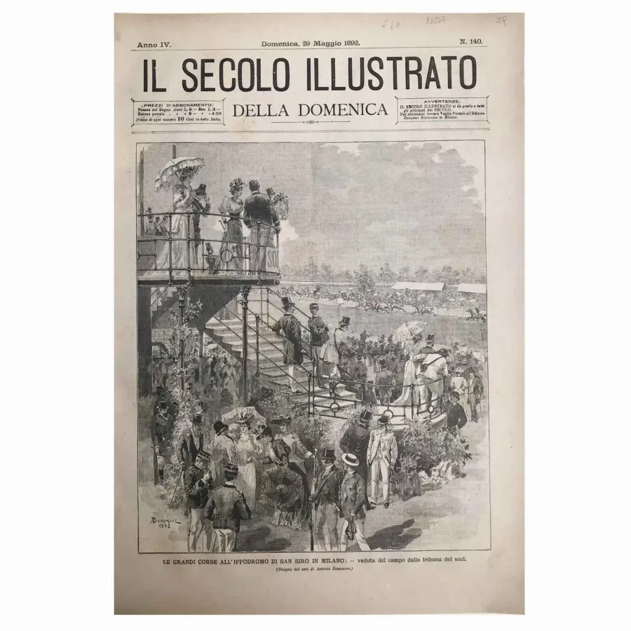 obrazek 2 Grandi Corse na hipodromie San Siro w Mediolanie z ksylografii Illustrated Century z 1892 r.