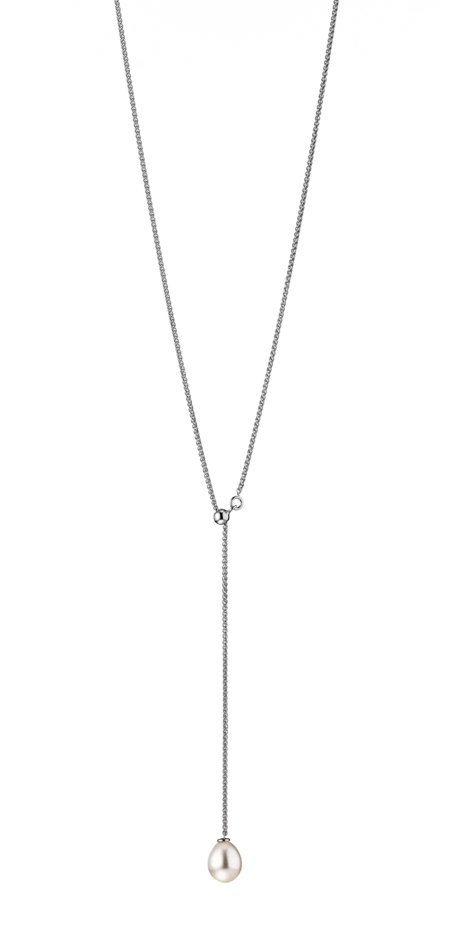 obrazek 1 Naszyjnik w stylu klasycznym z piękną białą perłą słodkowodną wykonany z 925/ srebra