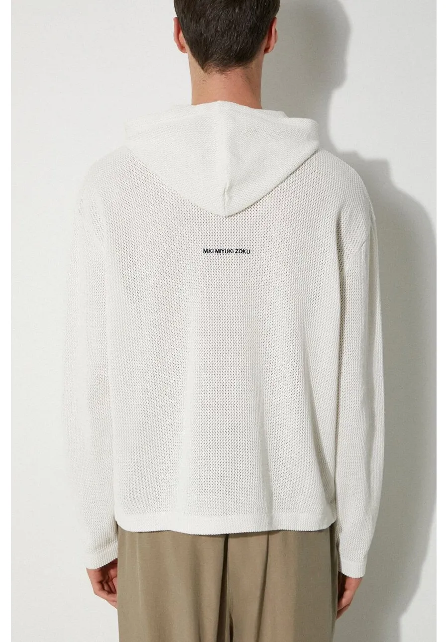 obrazek 1 MKI MIYUKI ZOKU bluza bawełniana Loose Gauge Hoody męska kolor biały z kapturem gładka LOOSE.GAUGE.HOODY