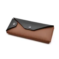Picture Two-color pen case made of glued leather in many variants