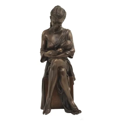 Zdjęcie Brązowana statuetka z żywicy - matka z synem