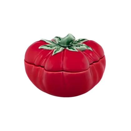 Picture Closed ceramic container in the shape of a tomato - Bordallo Pinheiro