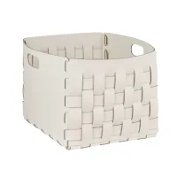 Zdjęcie Stylowy biały kosz Bottega 35x40xH30 cm z naturalnej skóry
