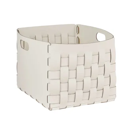 Zdjęcie Stylowy biały kosz Bottega 35x40xH30 cm z naturalnej skóry