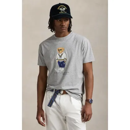 Zdjęcie Polo Ralph Lauren t-shirt bawełniany męski kolor szary z nadrukiem 710973137