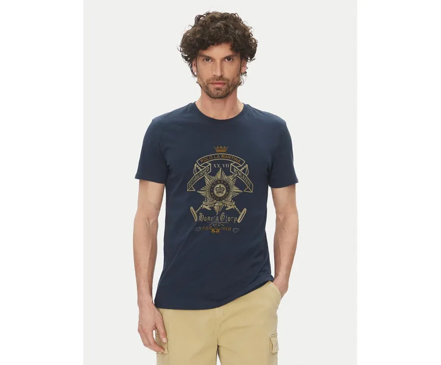 obrazek 1 La Martina T-Shirt Aloysius MARG30 JS206 Granatowy Regular Fit