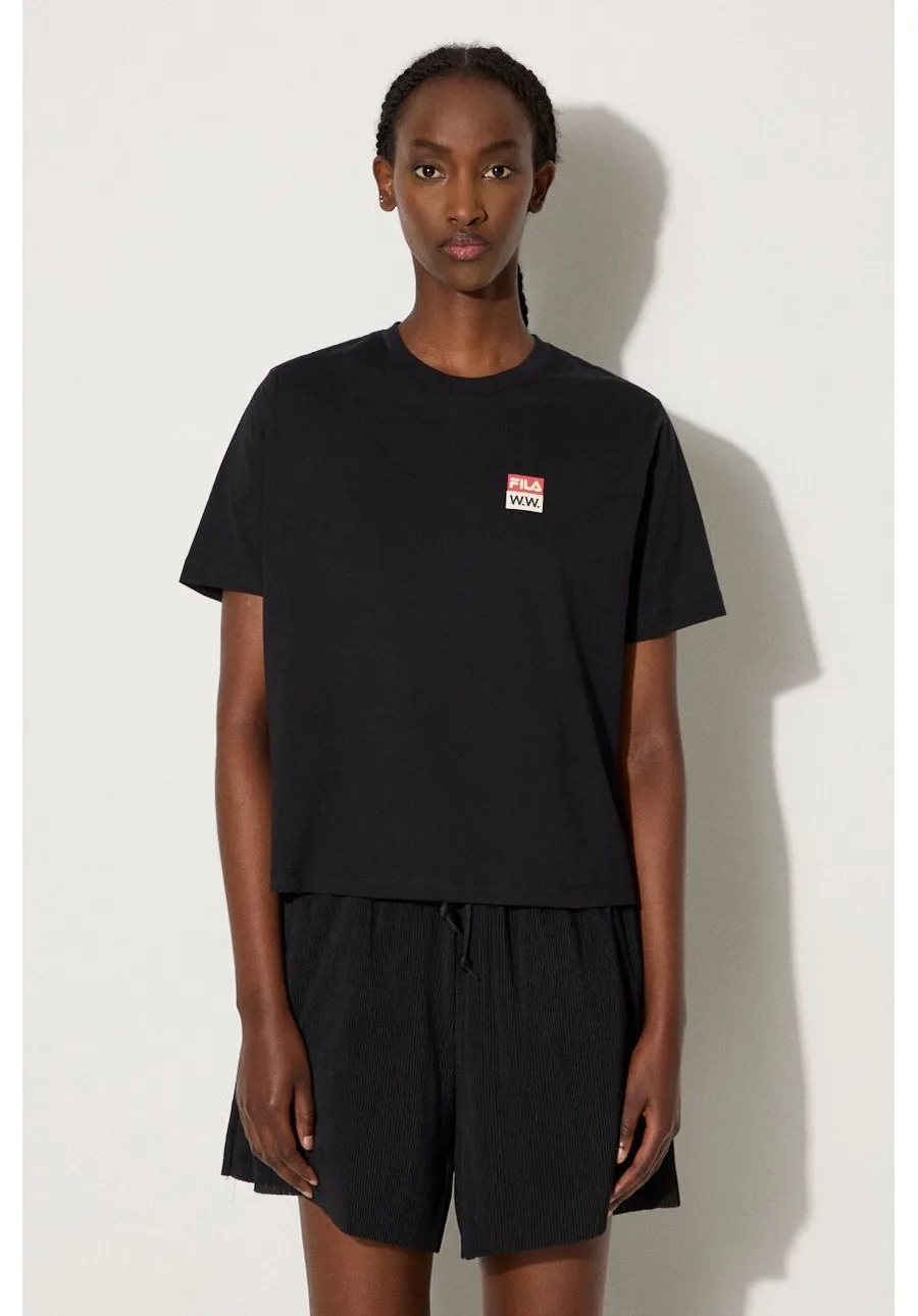 obrazek 1 Wood Wood t-shirt bawełniany Steffi T-Shirt x Fila kolor czarny 688376.A296-BLACK