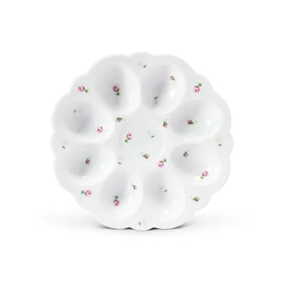 Zdjęcie Stylowa taca na jajka z porcelany zdobiona delikatnym motywem róży – Leander
