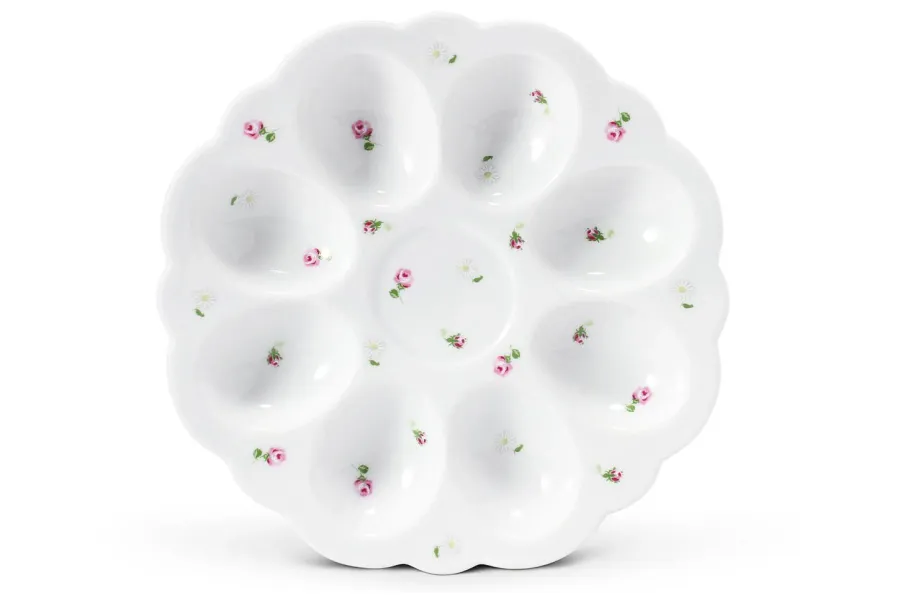 obrazek 1 Stylowa taca na jajka z porcelany zdobiona delikatnym motywem róży – Leander