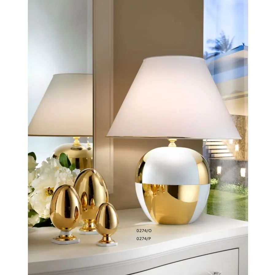 obrazek 2 Porcelanowa lampa nocna ze złotym lub srebrnym zdobieniem