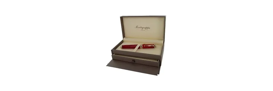 obrazek 3 Red Emblema Długopis Srebro Celluloid Montegrappa