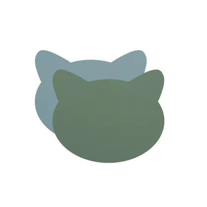 Zdjęcie Stylowa dwustronna podkładka na stół z wzorem głowy kota w kolorze jasnego błękitu i eukaliptusa