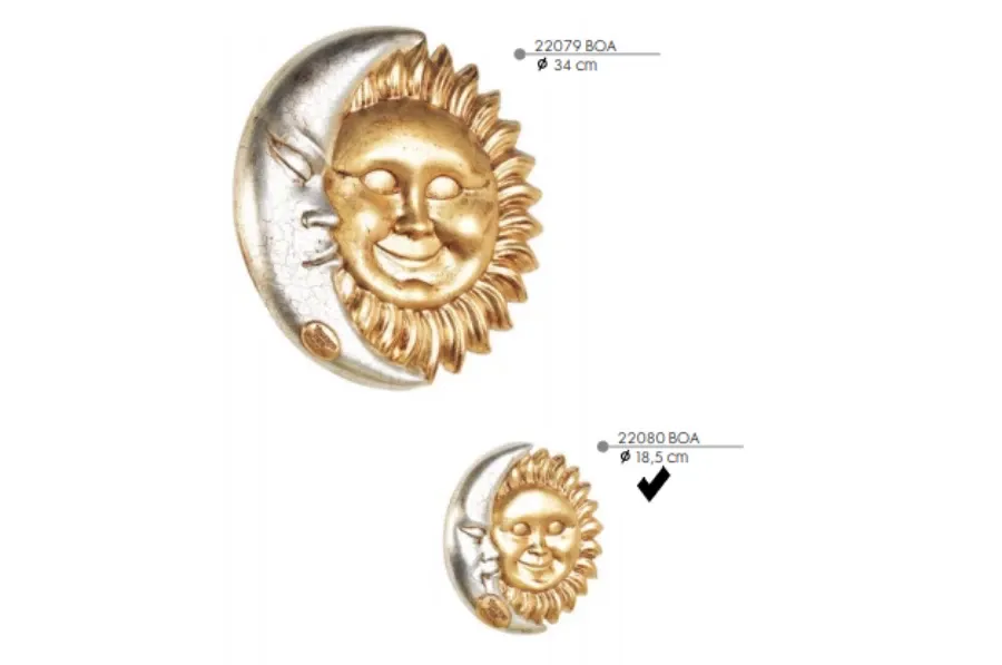 obrazek 1 Wyjątkowa dekoracja - złote słońce i srebrny księżyc 18,5cm - Valle d'oro Patchi