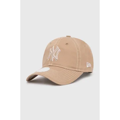 Zdjęcie New Era czapka z daszkiem bawełniana 9Forty New York Yankees kolor beżowy z aplikacją 60434986