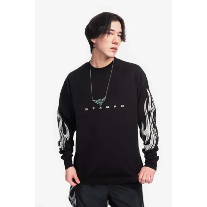 Zdjęcie STAMPD longsleeve bawełniany kolor czarny wzorzysty SLA.M3102LT-BLK