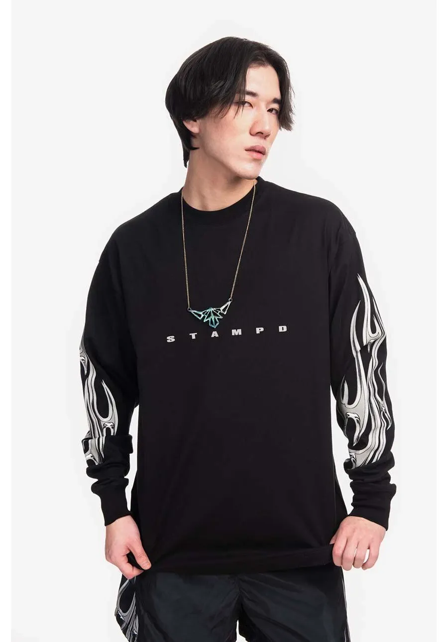 obrazek 1 STAMPD longsleeve bawełniany kolor czarny wzorzysty SLA.M3102LT-BLK