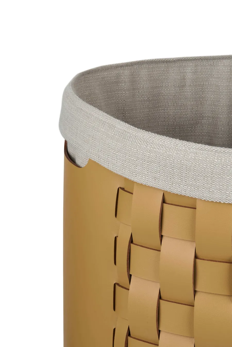 obrazek 2 Ekskluzywny kosz Bottega Ø40xH40 cm w kolorze musztardowym