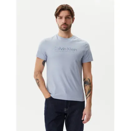 Zdjęcie Calvin Klein T-Shirt Satin Bonded Logo K10K114162 Błękitny Regular Fit