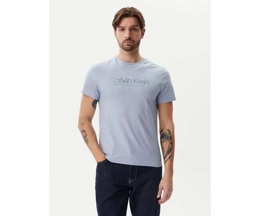 obrazek 1 Calvin Klein T-Shirt Satin Bonded Logo K10K114162 Błękitny Regular Fit