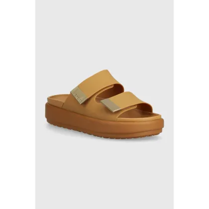Zdjęcie Crocs klapki Brooklyn Luxe Sandal damskie kolor brązowy na platformie 209586.2U3