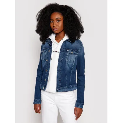 Zdjęcie Tommy Jeans Kurtka jeansowa Vivianne DW0DW09219 Granatowy Slim Fit