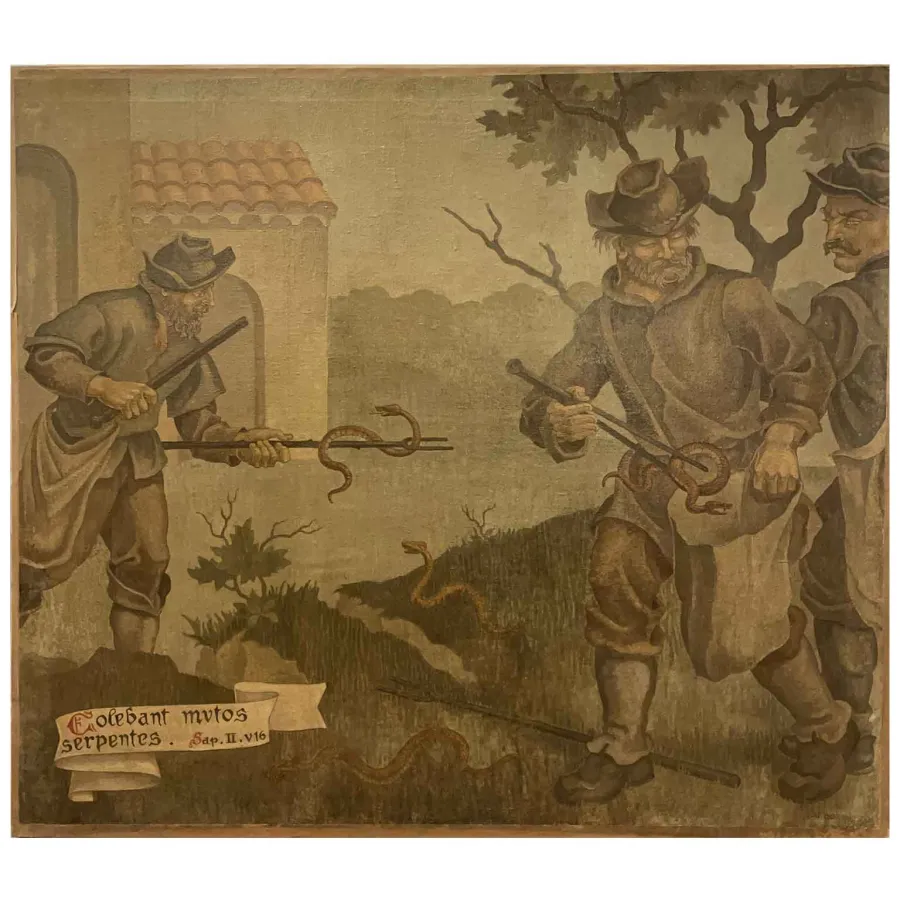 obrazek 9 Para francuskich obrazów rodzajowych 1945, Chemik i łowcy węży Borghetto JJ