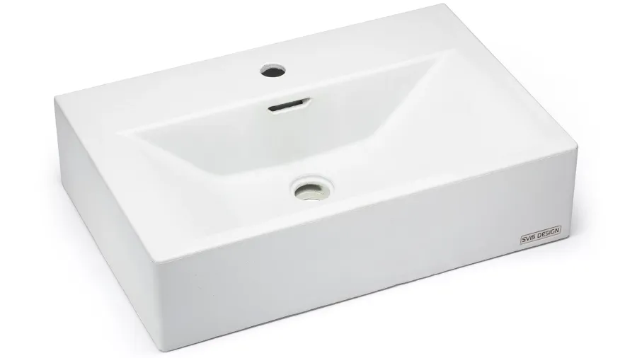 obrazek 1 Ekskluzywna umywalka 60 cm PYXIS BASIC z przelewem, z otworem na baterię – naturalny, bez dekoru, lakier matowy