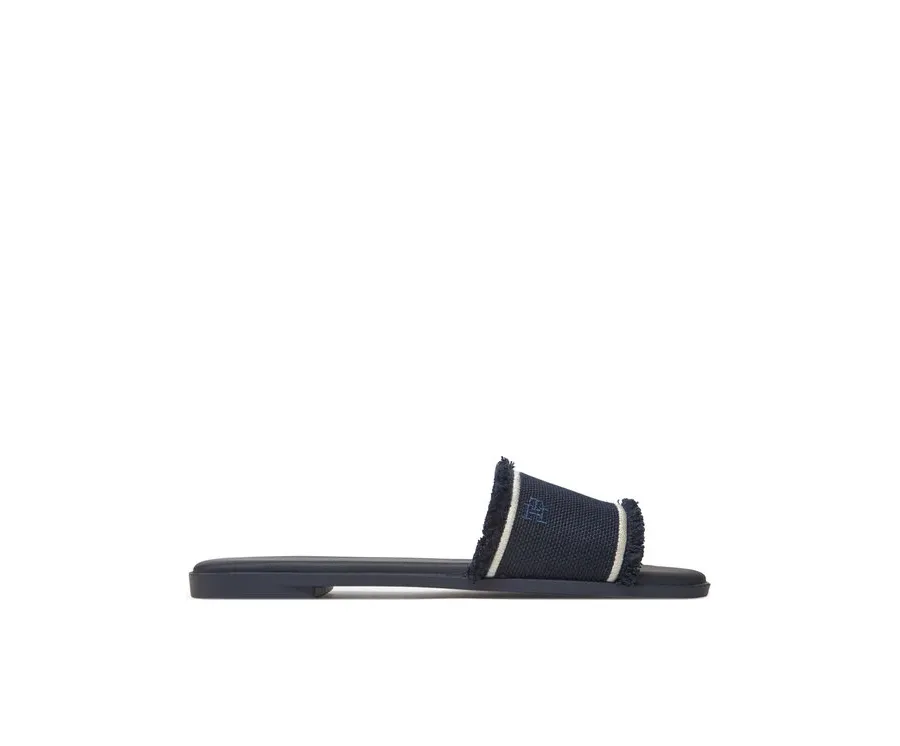 obrazek 1 Tommy Hilfiger Klapki Fringe Canvas Flat Sandal FW0FW08908 Granatowy