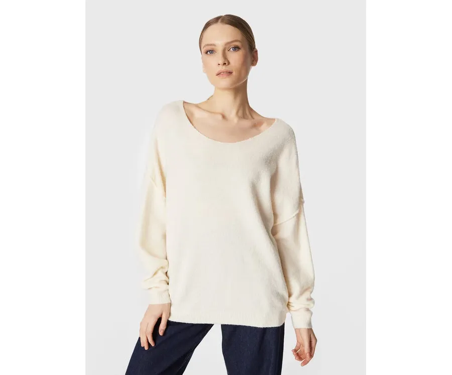 obrazek 1 American Vintage Sweter Damsville DAM225H22 Écru Relaxed Fit