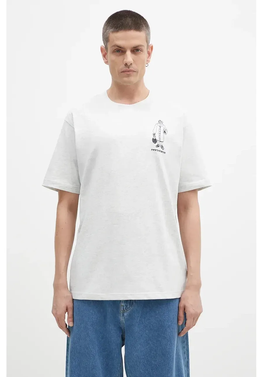 obrazek 1 New Balance t-shirt bawełniany męski kolor szary melanżowy MT43554AHH