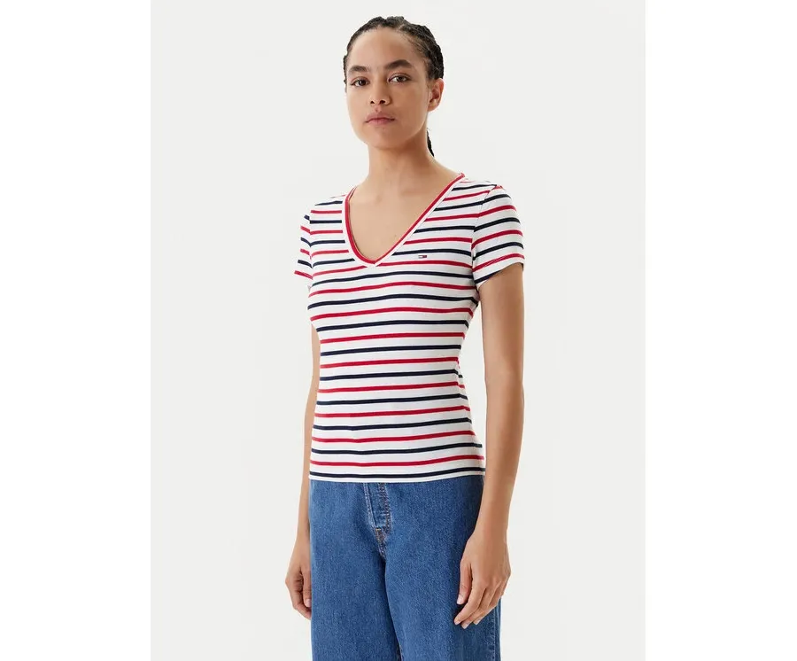 obrazek 1 Tommy Jeans T-Shirt Essential DW0DW17385 Biały Slim Fit