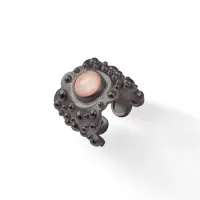 Picture Elegant ring Polished silver plated Laboratory diamond Pink opal