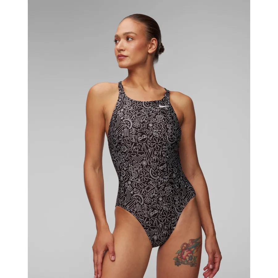 obrazek 1 Pomarańczowy Jednoczęściowy Strój Kąpielowy Damski Nike Swim Nike Hydrastrong Multi Print Fastback