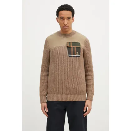 Zdjęcie Baracuta sweter wełniany Barbour x Baracut Miller Knit męski kolor beżowy ciepły BRMAG0191