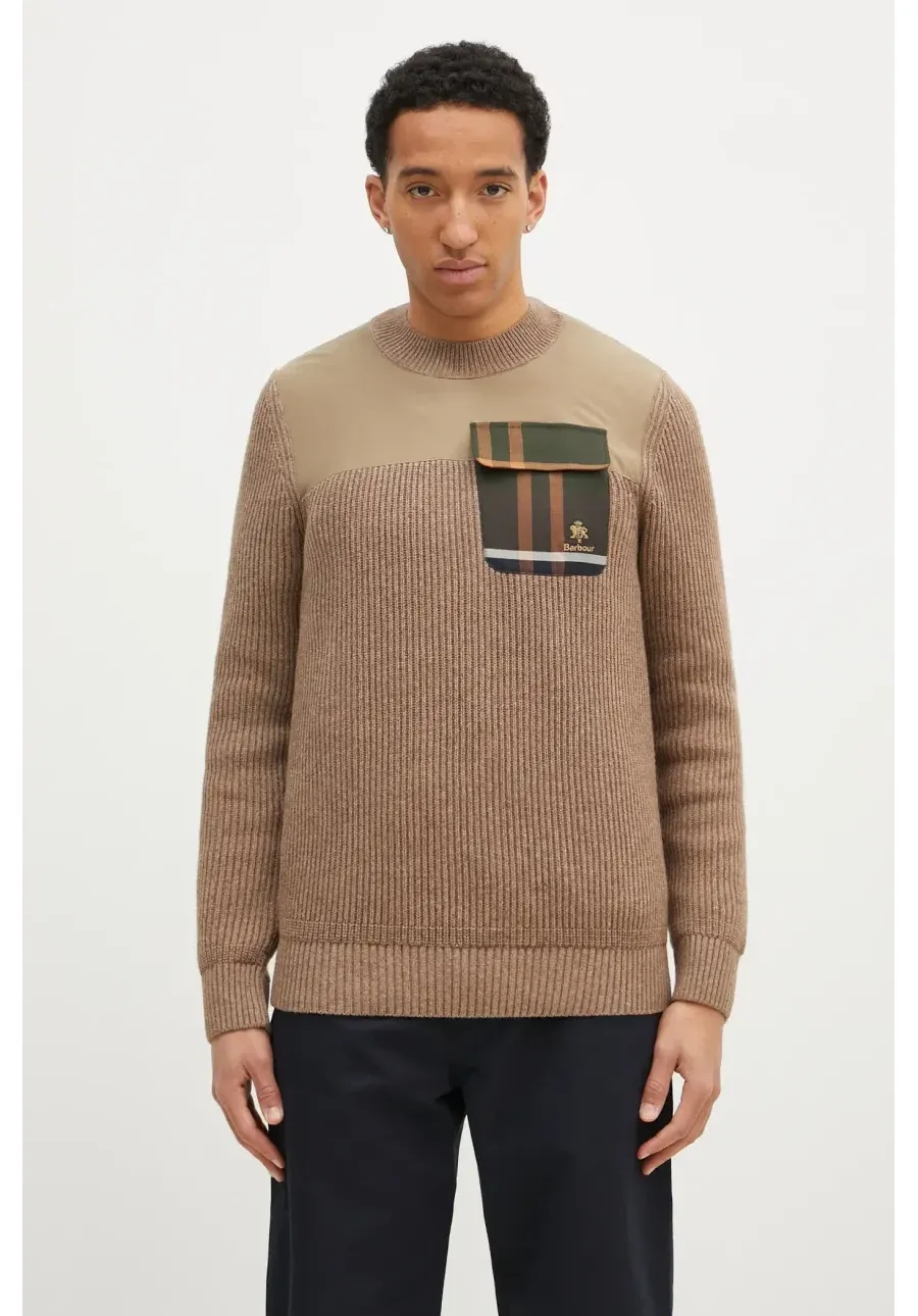 obrazek 1 Baracuta sweter wełniany Barbour x Baracut Miller Knit męski kolor beżowy ciepły BRMAG0191
