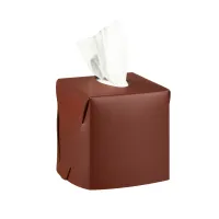 Picture Stylish leather tissue box 12x12xH12 cm in burgundy color