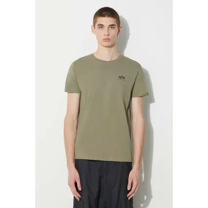 Zdjęcie Alpha Industries t-shirt bawełniany Basic T Small Logo kolor zielony gładki 188505.11