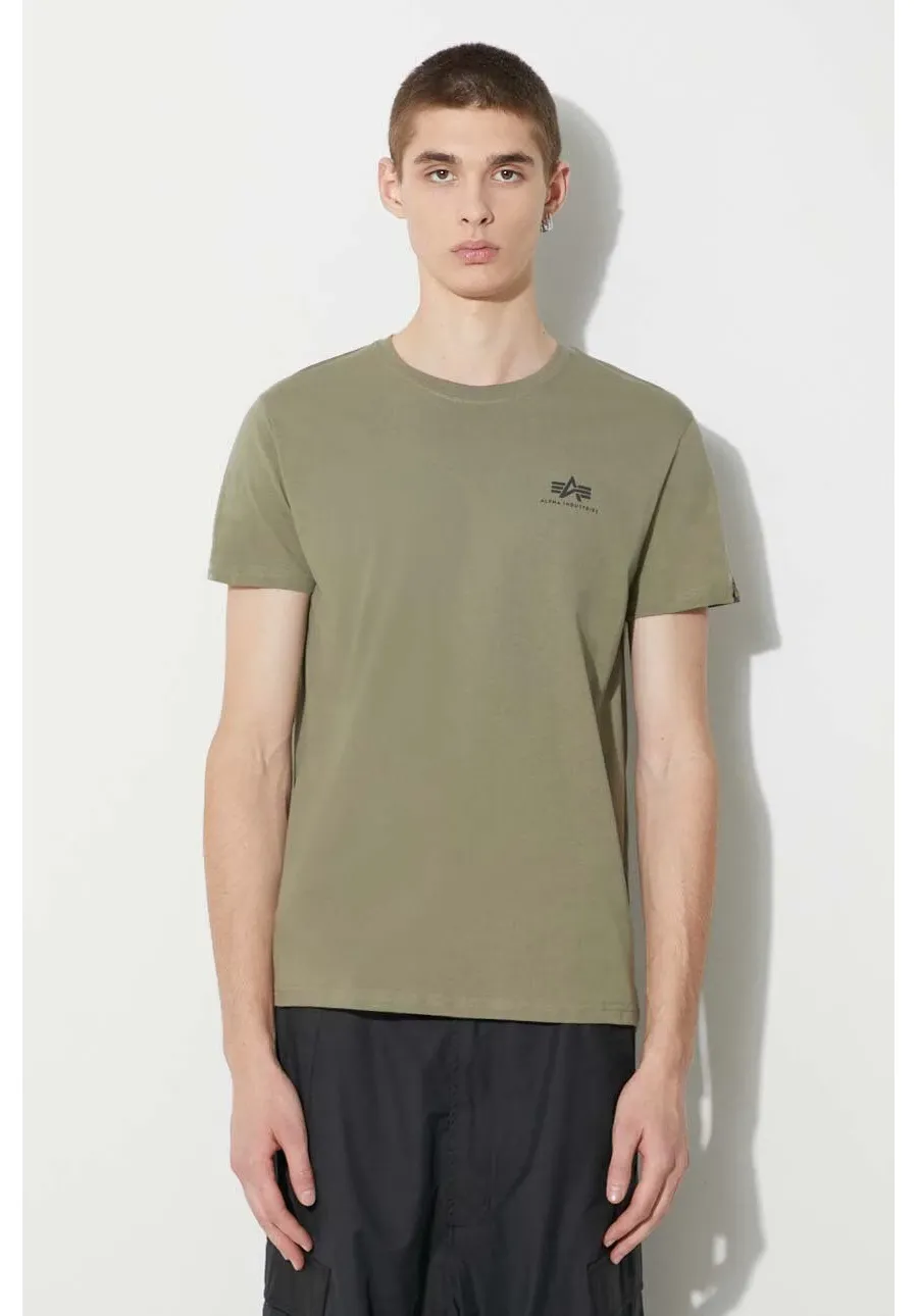 obrazek 1 Alpha Industries t-shirt bawełniany Basic T Small Logo kolor zielony gładki 188505.11