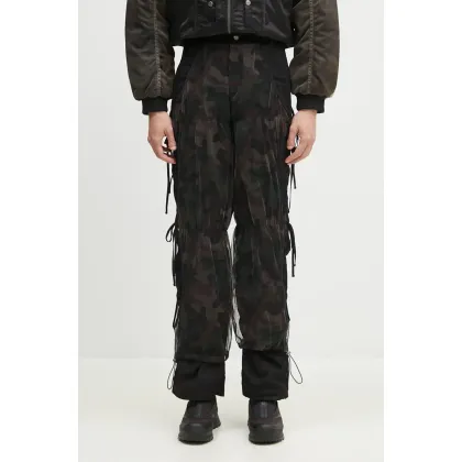 Zdjęcie Andersson Bell spodnie Camouflage Mesh Layered Tying Pants męskie kolor czarny dopasowane apa767wl