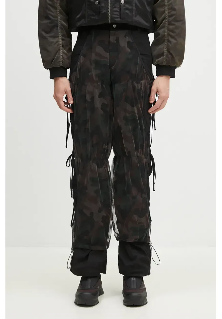 obrazek 1 Andersson Bell spodnie Camouflage Mesh Layered Tying Pants męskie kolor czarny dopasowane apa767wl